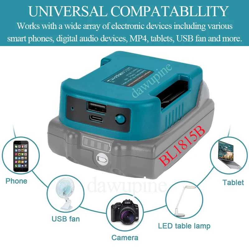 Makita 18V 리튬 이온 배터리 USB Type-C 전원 홀더 BL1850 BL1860 충전기 어댑터 고속 충전 선반 랙 보관 케이스