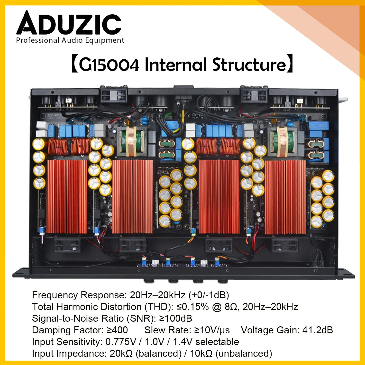 아두지크 G15004 6000W 프로페셔널 4채널 클래스 D 파워 앰프 4x1500W 1U 고출력 디지털 오디오 앰프 (스테이지 라인 어레이용)