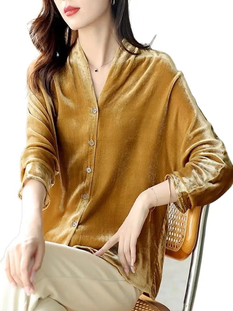 Primavera Elegante Scollo A V Casual Velluto Cardigan Cappotto Giacca Autunm Inverno Velluto Cardigan Cappotto Plus Size Blusas Verde Feminina