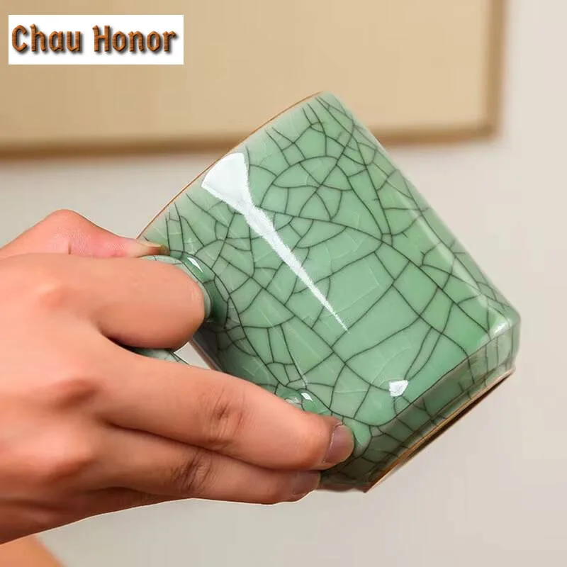 450ml Handmade Longquan Celadon Coffee Mug Milk Cup Afternoon Tea Mug Water Ice Cold Juice Jug Personal Office Water Cup Cafes