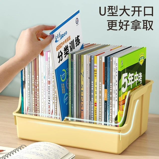 A4 plastic storage binBook Storage Box Desktop Student Book Sorting Box  bookcase toy large storage basket can be superimposed - AliExpress