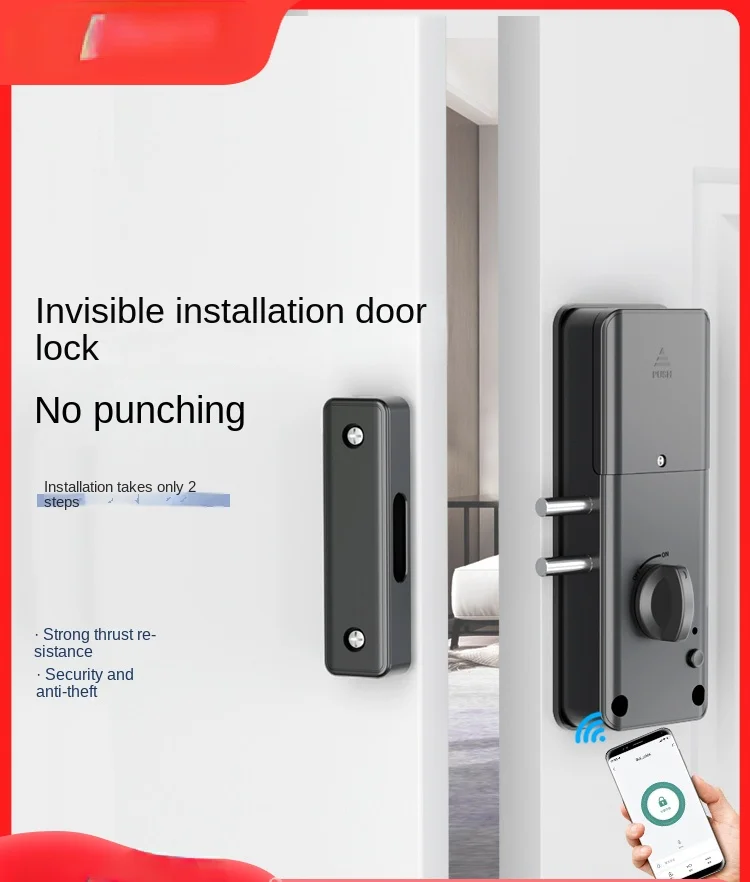 

Smart indoor door, electronic swiping, hole free room door, wooden door