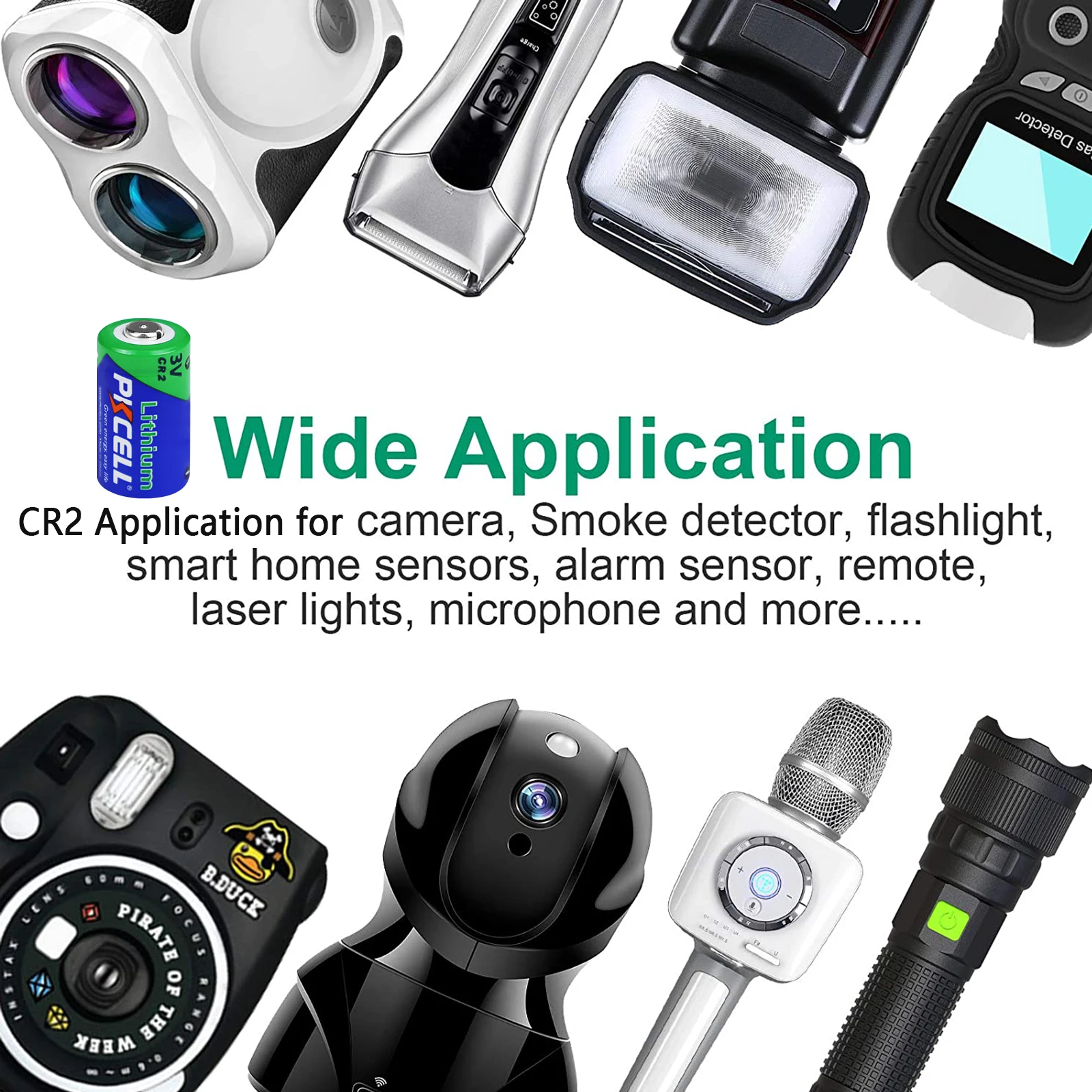 24PCS PKCELL CR2 3V Lithium Photo Size Battery CR2 Lithium Battery CR15H270 3V 850mAh Lithium Photo Battery for Motion Sensors 2