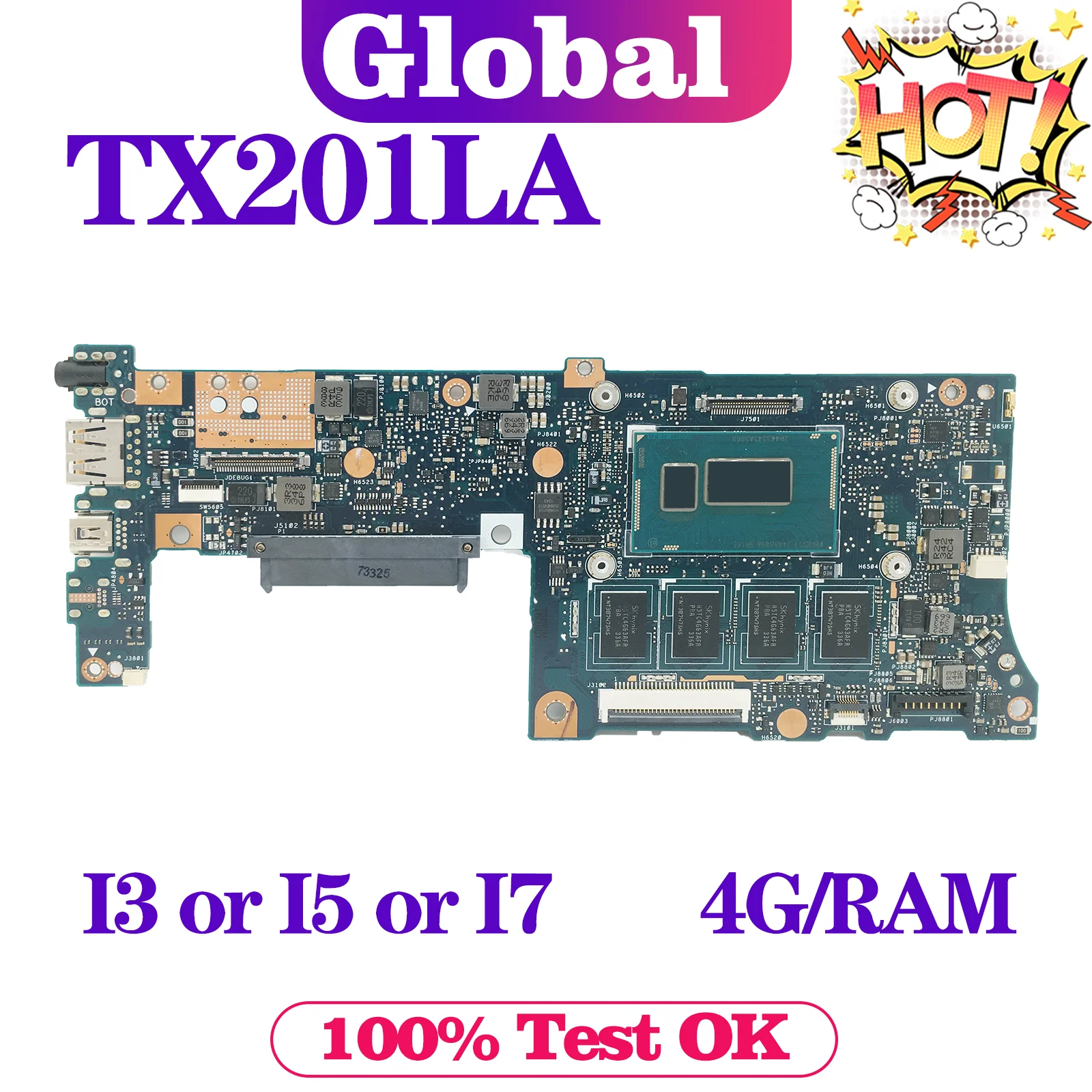 

KEFU TX201L Mainboard For ASUS Transformer Book Trio TX201LA TX201LAF TX201 Laptop Motherboard I3 I5 I7 4th Gen 4GB/RAM