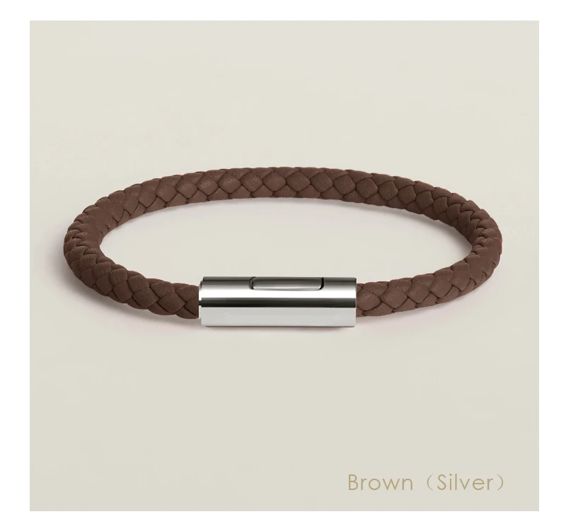 Klassisches Designer-Armband für Männer und Frauen, exquisites Armband, Edelstahl-Knopf-Lederarmband, handgewebt, weiblicher Schmuck, Geschenke, 15 Farben – Detail 31