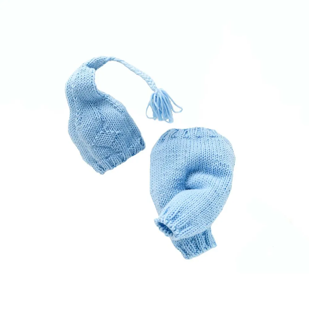 Newborn Photography Props Crochet Baby European and American Clothing Baby Crochet Handmade Clothing Long Tail Hat Tassel Yarn