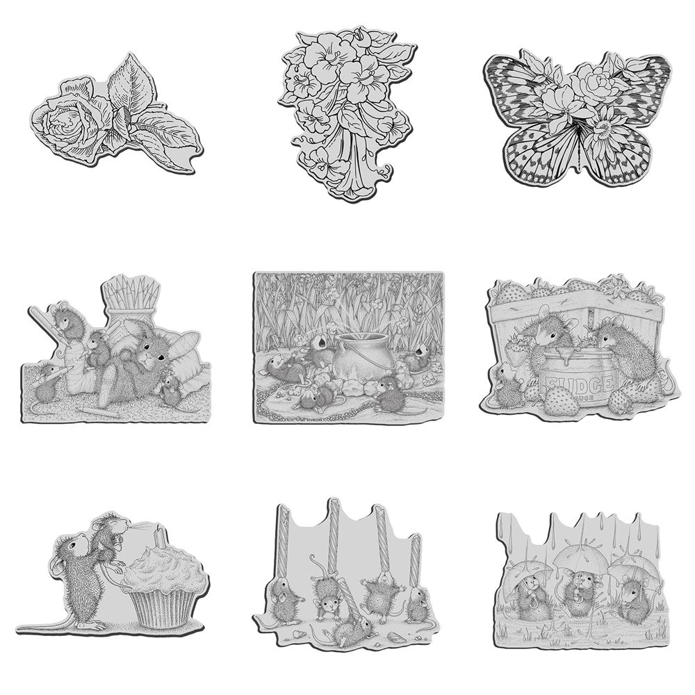 

10*14cm Clear Stamps for New 2022 Card Scrapbooking Flower Mouse Bunny Natural Stamps Account Craft Set No Cutting Dies