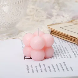 White and Pink Bubble Cube Soy Wax Candles - Scented Home Decor and Gift Set (2 Pieces) (2pcs mini pink)