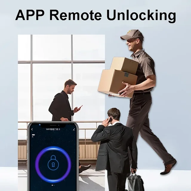 Tuya or TTLock APP Smart Door Lock Password Unlocking Remote Control Fingerprint Locks Keyless Touchscreen IP67 with IC Cards 6
