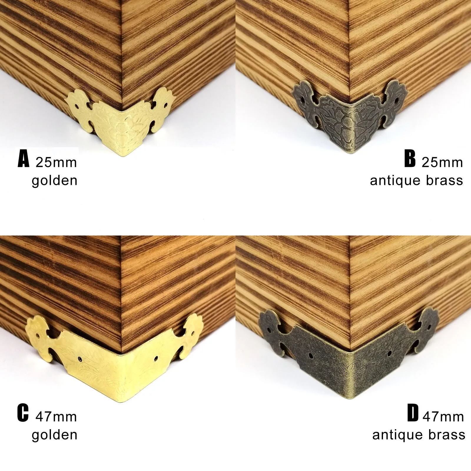 12pcs DIY Decor Metal Corner Protector Edge Cover for Jewelry Chest Wine Gift Box Wooden Case Table Desk Bronze Golden with Nail furniture corner protector decorative corner cover