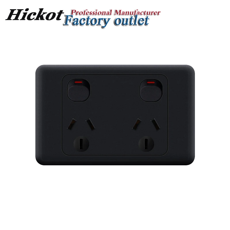15A Australia New Zealand Wall Switch Socket Unique Black Color