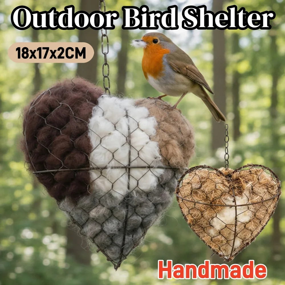 Handgemaakte Fiber Bird Nesting Hart, Hervulbare Kolibrie