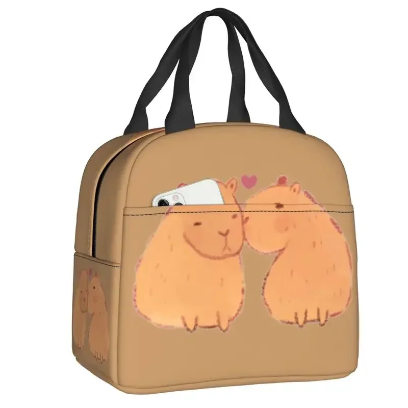 

Cute Capybaras In Love Insulated Lunch Bag for Outdoor Picnic Thermal Cooler Lunch Box Women Kids Food Container Tote Bags