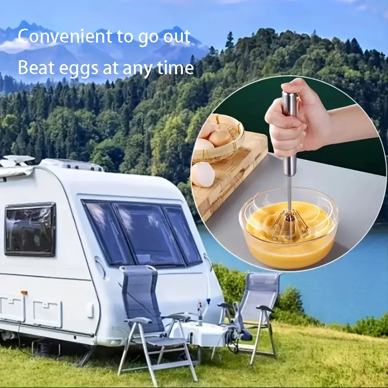 Household Stainless Steel Semi-automatic Egg Beater Press And Rotate Manual Egg Beater Cream Handheld Whipping Tool egg beater