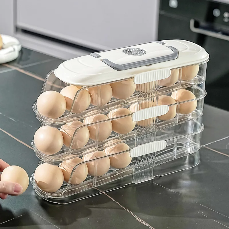Home Refrigerator Automatic Rolling Egg Storage Tray Side Door Storage Container Food-Grade Rolling Egg Rack