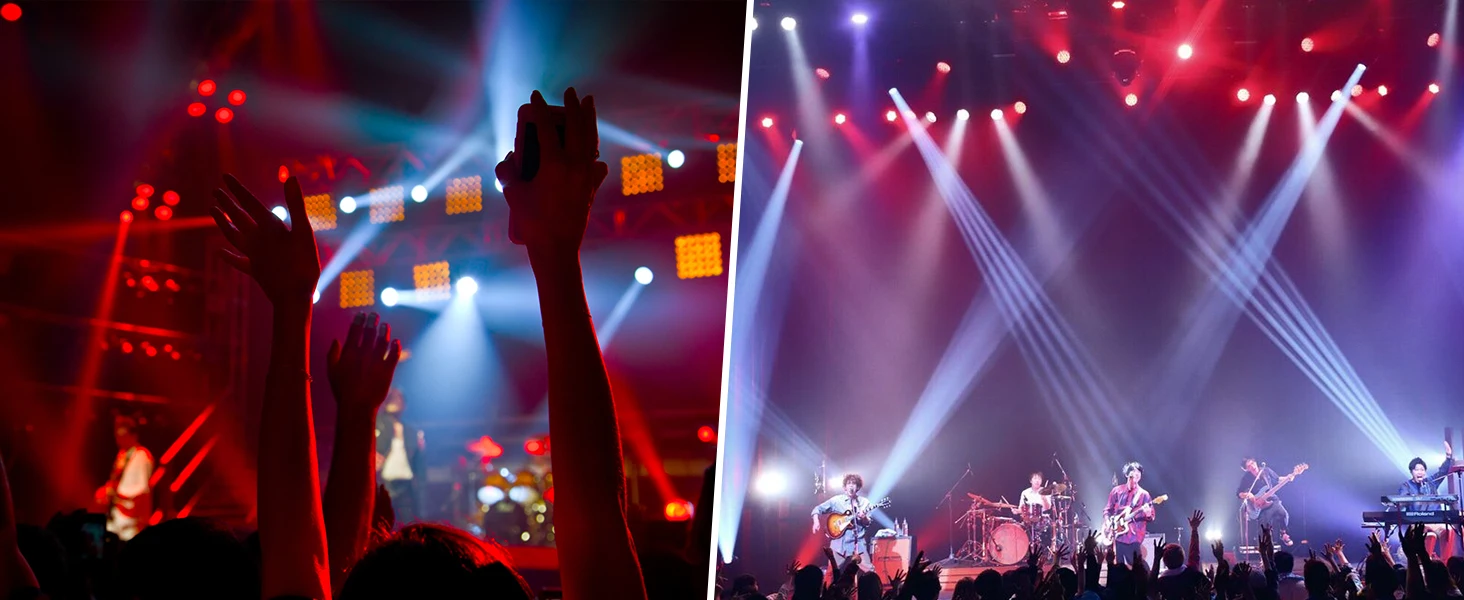 Description Picture 5 of itemRGB 4 PCS Combined Effect Par Lights Stage Professional Effect Lighting Sound Control 3 in 1 Beam Lamp for Show Theater Wedding