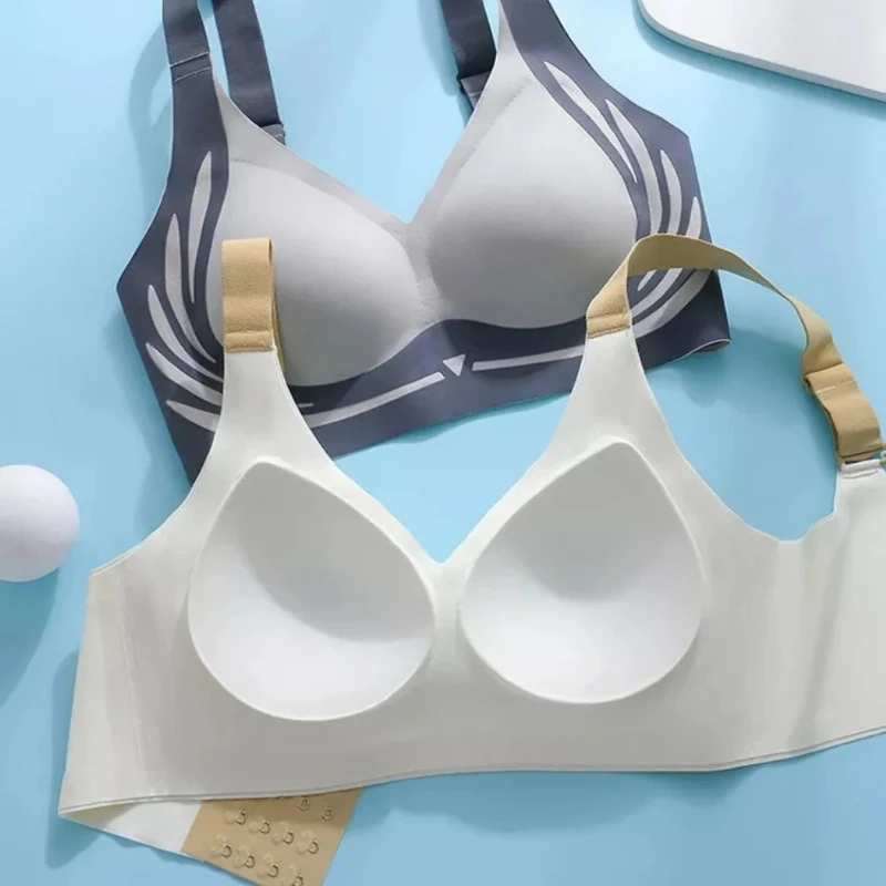 Comfort Push Up Bra Women Non Wired Anti Sagging Seamless Underwear Lift Adjustable Straps Soft Everyday Bralette 2