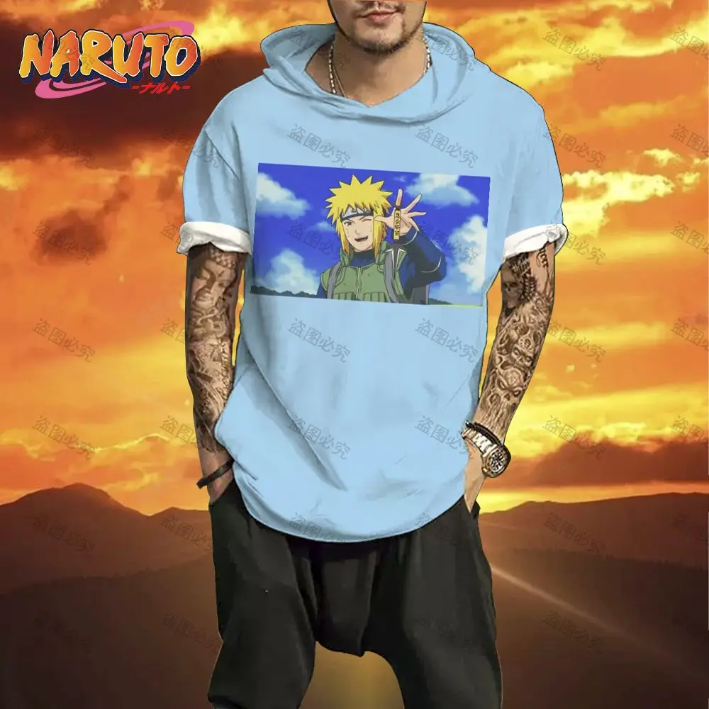 

Naruto T Shirt for Men 2022 Hooded Ninja T-shirt Oversized Men's Fashion Y2k High Quality Short Sleeve Streetwear Harajuku Style