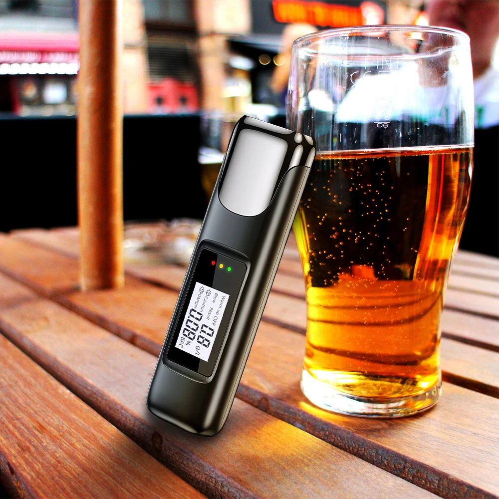 TOPEISHUNG Alcohol Tester Portable Non-Contact With LED Screen Display Breathalyzer TYPE-C Rechargeable Breath Alcohol Test Tool