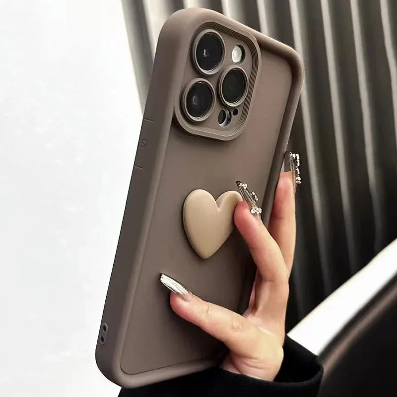 INS 3D Love Heart Silicone Phone Case For iPhone 11 12 13 14 15 Pro Max XS XR 7 8 Plus SE 2 2020 Simple Fashion Candy Case Cover