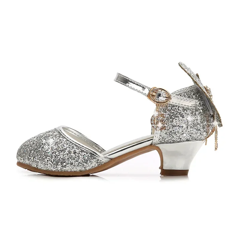 Zapatos Ni&ntilde;aGirl Leather Shoe Girl Sandals Fashion Princess Shoes Crystal Shoes High Heel Kid Shoe Girl Mary Jane