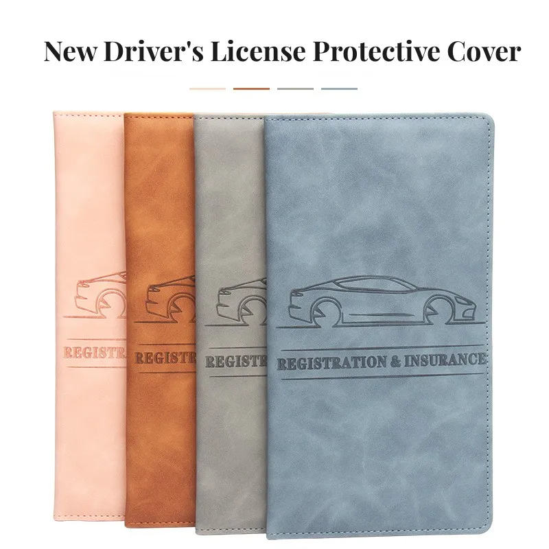 Card Holder Car Registration Insurance Leather Men Driving License Cover Auto Documents Storage