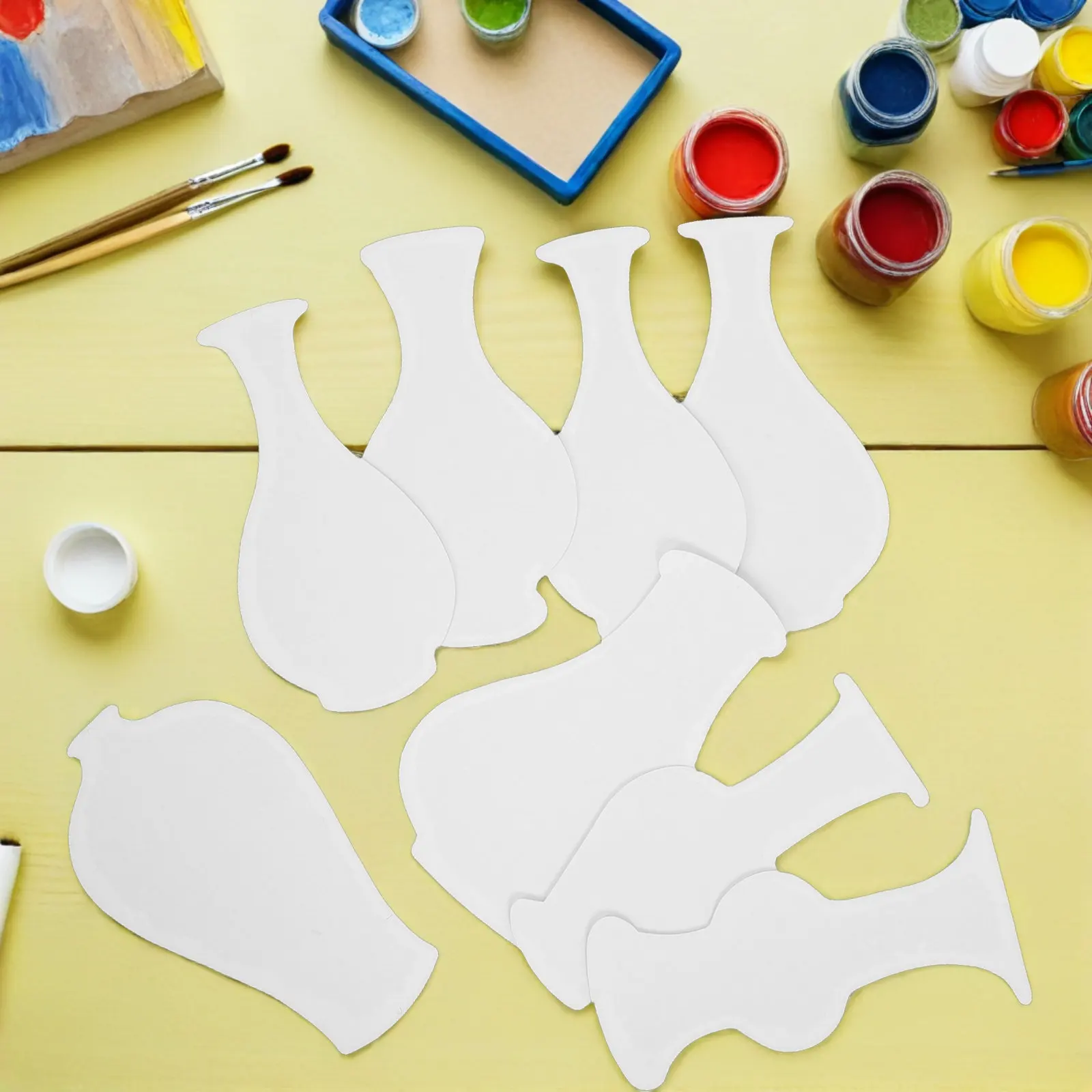 16Pcs 꽃병 모양의 중국 스타일 색칠 종이 공예 키트 어린이 그림 스텐실 두꺼운 판지 낙서 예술 세트 파인 모터