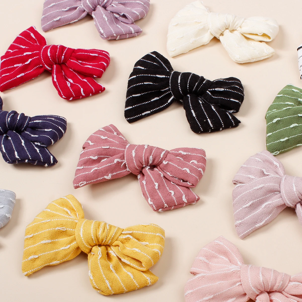 36pc/lot Cotton Bow Nylon Baby Headband,Handtied Bow Nylon Headbands for Girls Baby Headwear Kids Striped Bowknot Hair Clips