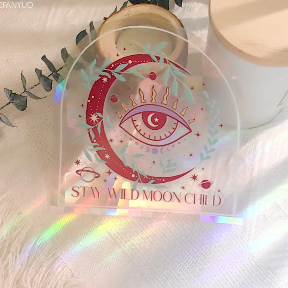 Window Stickers Sun Catcher PVC Self Adhesive Glass Window Stickers Cat Moth Energy Suncatcher Wallpaper Rainbow Prisms Sticker Sunlight Decals