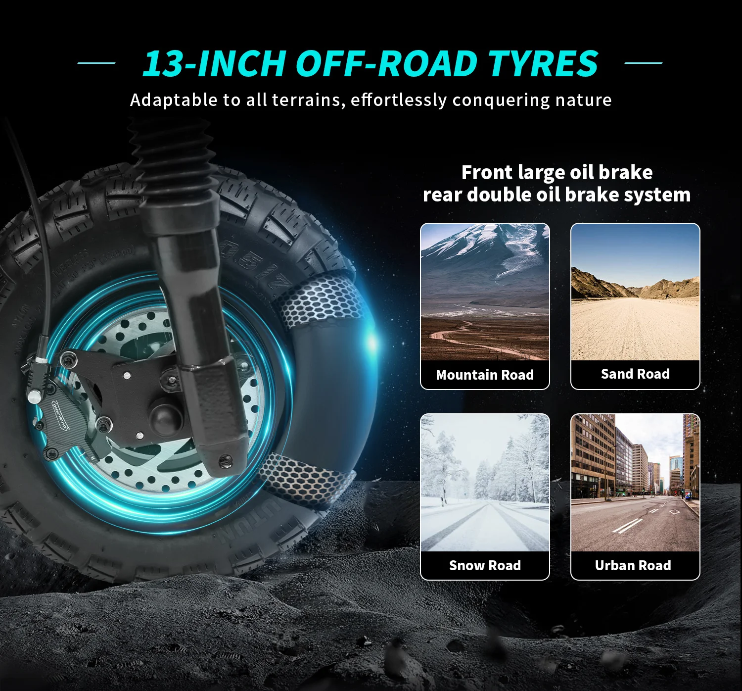 OOTD T30 Electric Scooter 2x1600W Motor 100KM Max Range 65KM/H Max Speed 60V31.2Ah Battery 13 Inch Off-Road Tire E-Scooter S523ba1104b1040239a45fe4868ada1caD