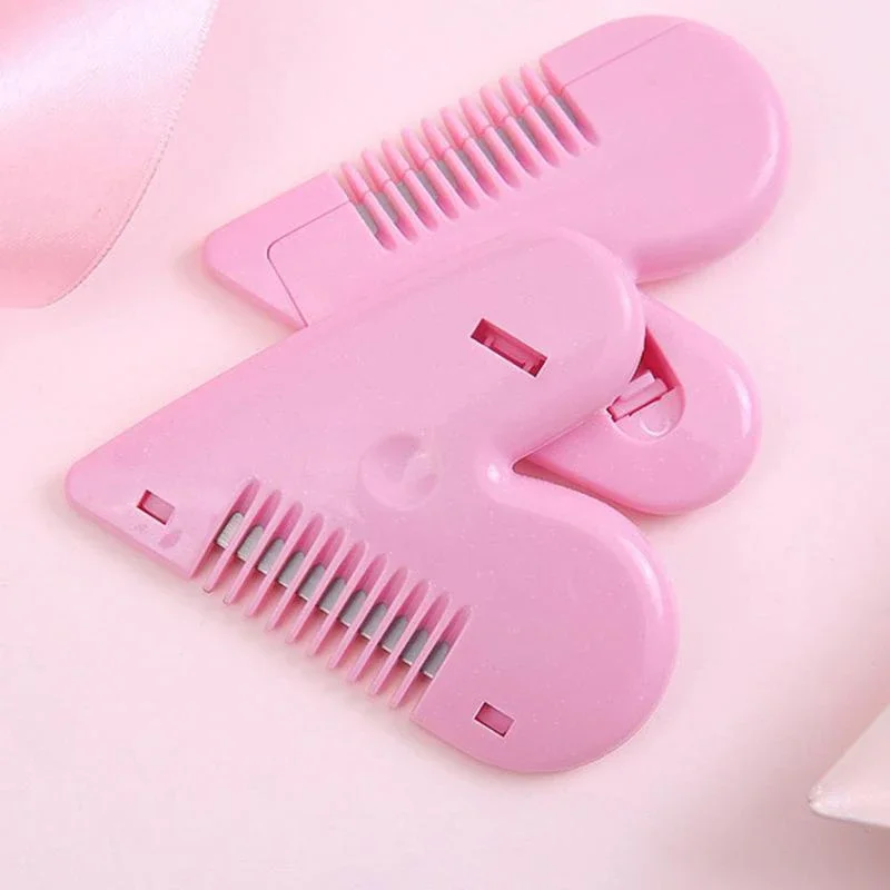 핑크색 미니 헤어 클리퍼, 하트 모양 헤어 빗, 개인용 및 은밀한 스타일링 도구 (빗살 블레이드 헤드 포함)
