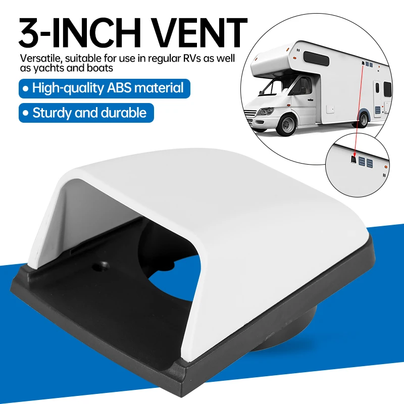 3-Inch Marine and RV Ventilation Accessories-Durable ABS Plastic Exhaust Vent for Enhanced Airflow
