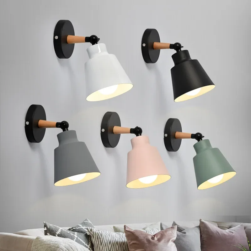 

Bedroom Wall Lamp For Bedside Living room Balcony Aisle Sconce Fixtures Decor Nordic Macaron LED Light Fixture Rotatable