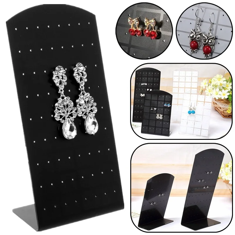 72 Holes Black White Earrings Ear Studs Show Plastic Jewelry Display Storage Rack Plastic Stand Organizer Holder for Earrings 60 to 360 holes plastic earrings studs display rack folding screen earring jewelry display stand holder storage for stud