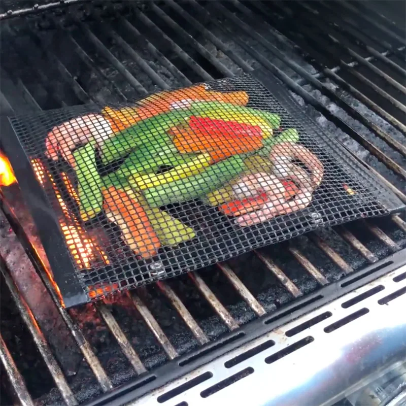Filet de barbecue rond en acier inoxydable 304, filets à rôtir, outil de gril de Bacon, filets en fer, accessoires de barbecue, grille de tapis de barbecue antiadhésive  15