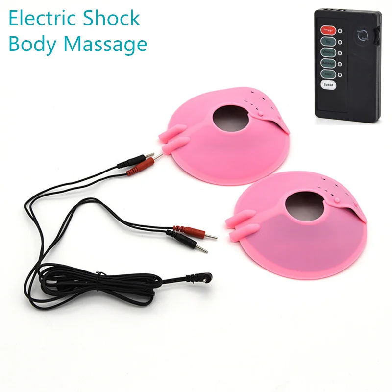 BDSM Fetish Electric Shock Nipple Clamp Clitoris Stimulator Nipple Paste Pads Breast Stimulate Massage Pads Sex Toys For Women