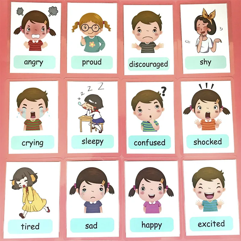 Montessori Baby Learning Card Cartoon English Flash Cards for Children Kids Funny Memory Exercise Game 5