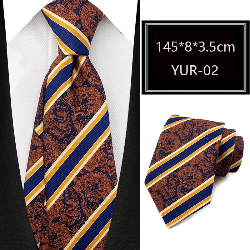 Luxuriöse 8CM Herrenkrawatte mit Streifen, Jacquard-gewebte Krawatte für Geschäft, Hochzeit und Party – Detail 4