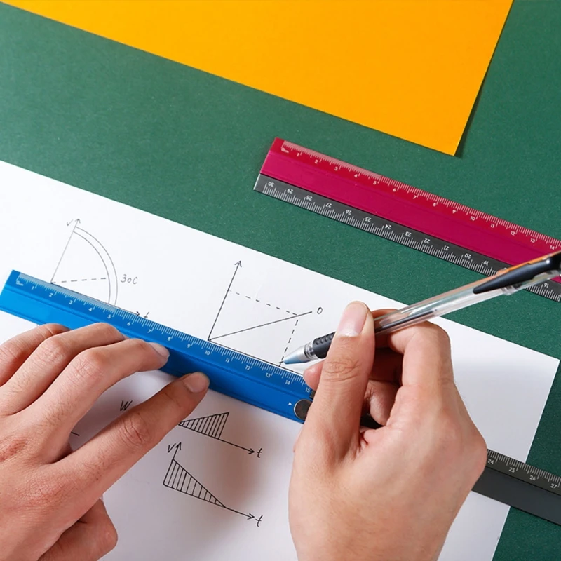 Measuring Ruler Aluminum Alloy Foldable Ruler Simple Folding Metal Stationery Rule Measuring Tool 30cm