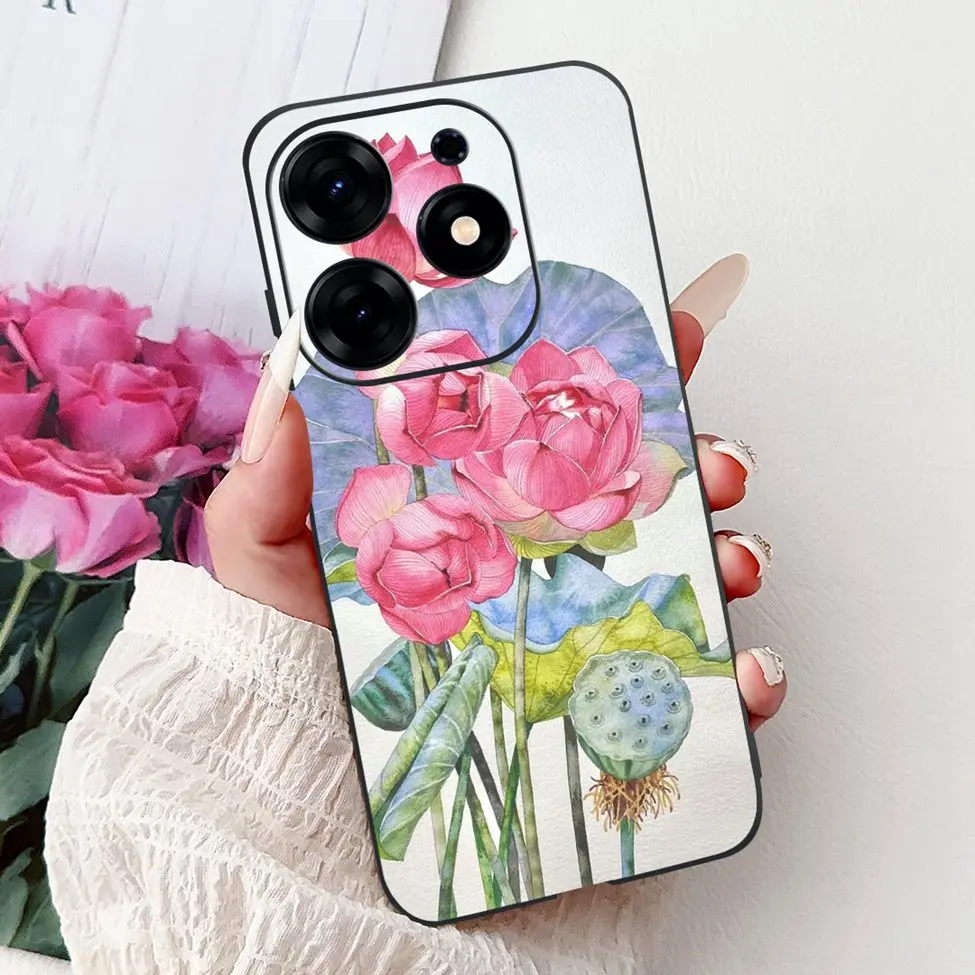 Silicone Cute Fashion Flower Painted Soft Back Cover