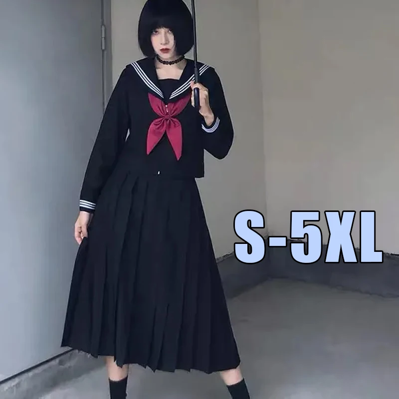 Plus size Japanese Black School Uniform Cosplay Costumes Game Anime