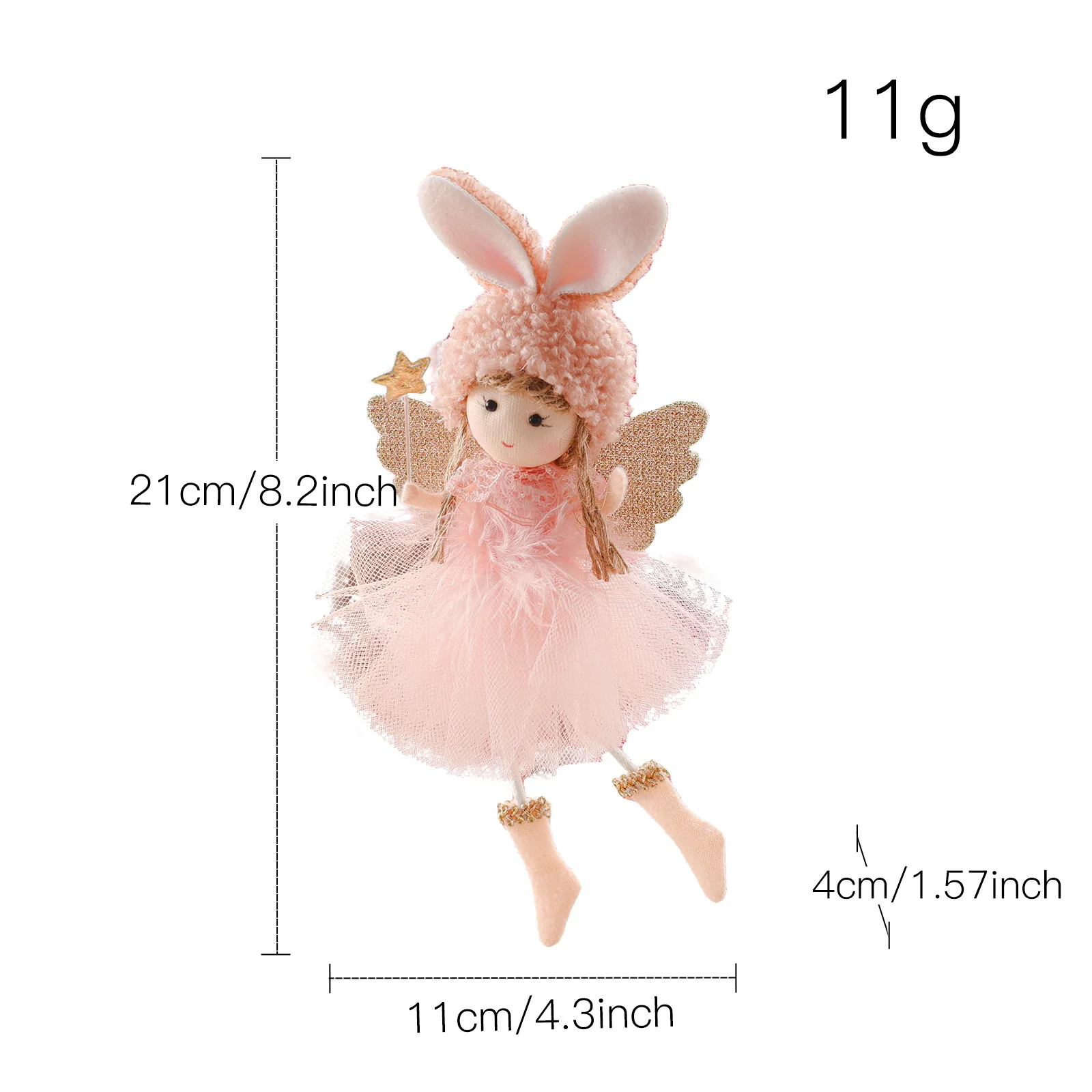60PCS Lace Rabbit Ear Girl Shape Doll Pendant Christmas Tree Decoration Small Pendant Accessories