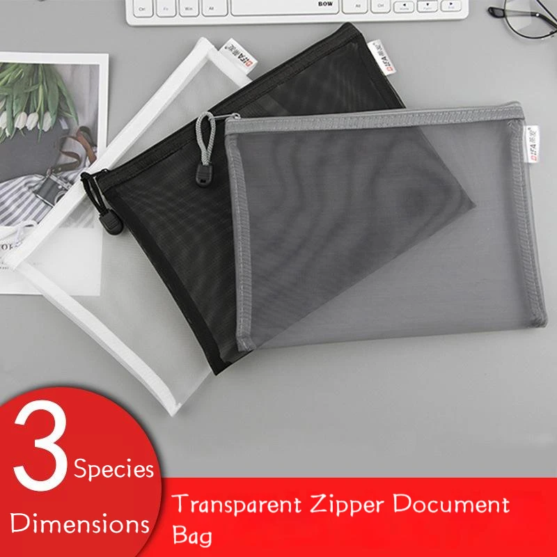 

Simple Nylon Mesh Transparent Pencil Case Stationery Bag Ins Japanese Large Capacity Document Exam Bag Learning Office Supplies