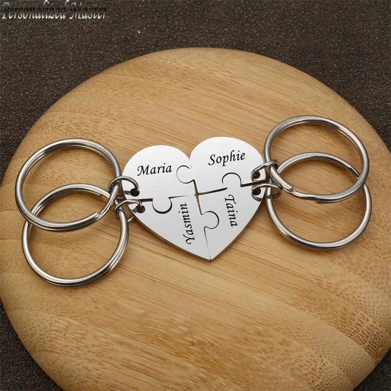 Personalized Master Customized Letter Key Chain Stainless Steel Heart Puzzle Engraved Name BFF Keyrings Friendship DIY Keychains the limbo lounge jigsaw puzzle personalized photo gift personalized name personalized for kids puzzle