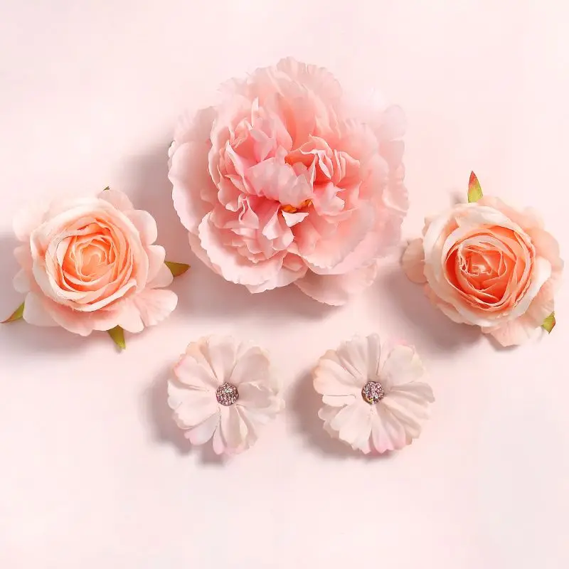 Gemischte Rose künstliche Blumen Seide gefälschte Blumen Köpfe für zu Hause Raum dekor Hochzeits dekoration DIY Handwerk Girlande Geschenke Zubehör – Detail 5