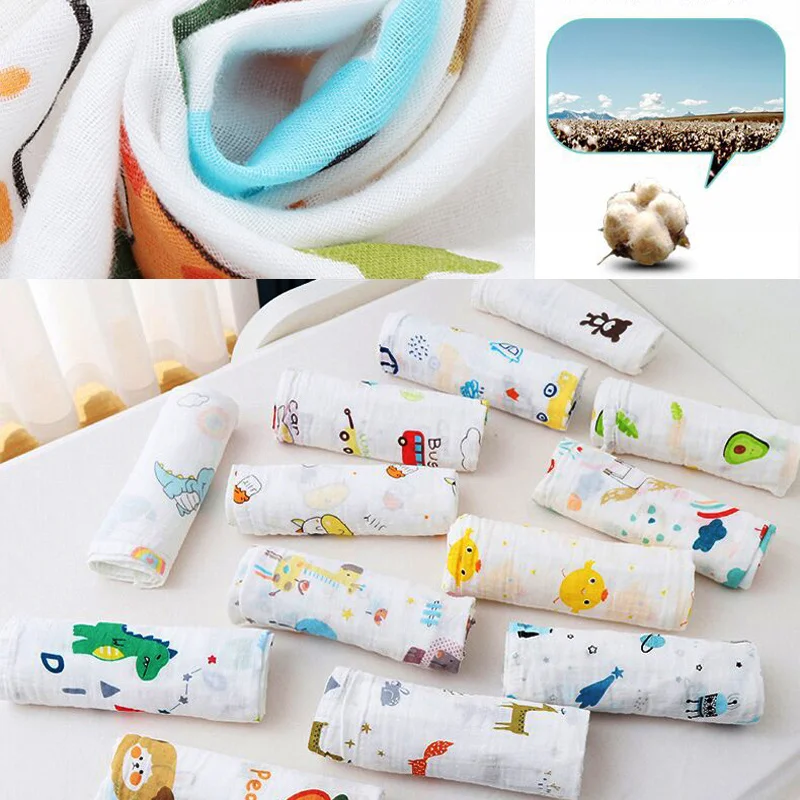 Baby Blanket Swaddle Wrap Infant Feeding Burp Cloth Towel Scarf 70x70cm Organic Cotton