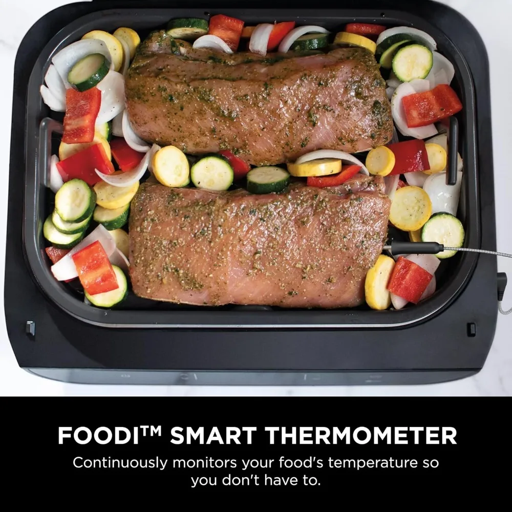 XL 6-in-1 Indoor Grill with Air Fry, Roast, Bake, Broil & Dehydrate, Smart Thermometer. 5