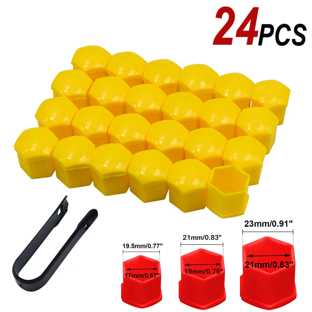 24PcsCarWheelNutCapProtectionCoversAntiRustAutoTireBoltGray