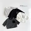 Trendy Striped Tshirt Fashion New Versatile Casual Loose Round Neck Tees New Design Long Sleeve Solid Color Tops 1