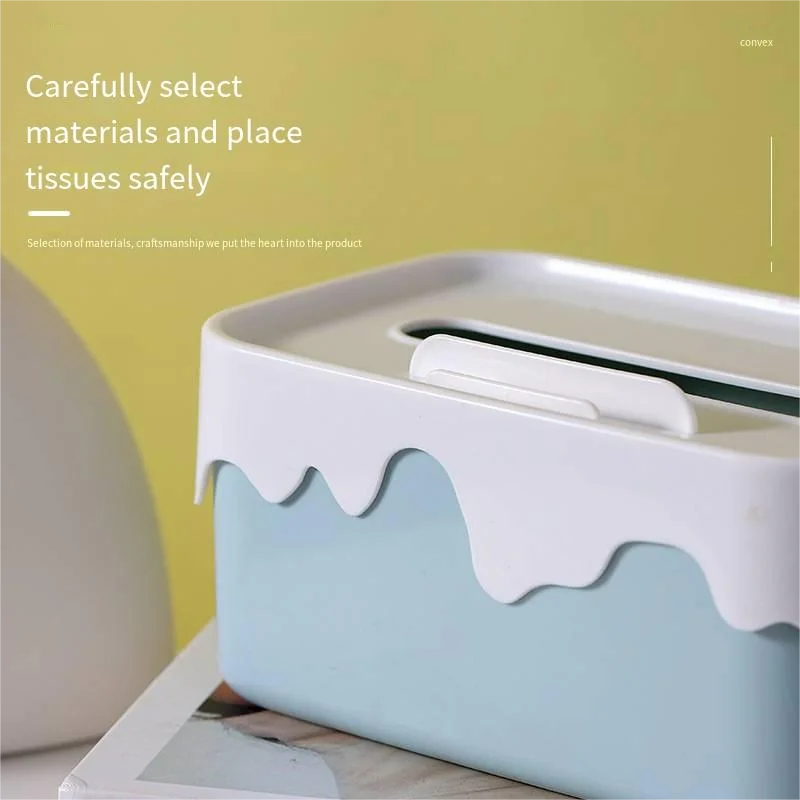 Square Plastic Tissue Box, Home Tissue Container, Car Napkins Holder Case, Kitchen Organizer, Simple and Stylish 4